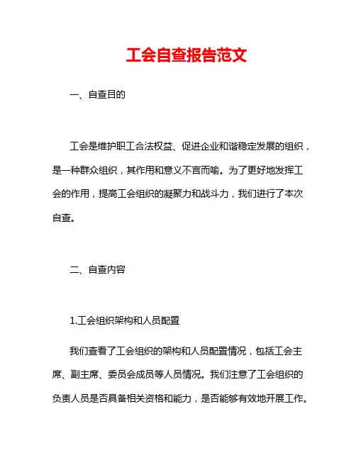 工会自查报告范文