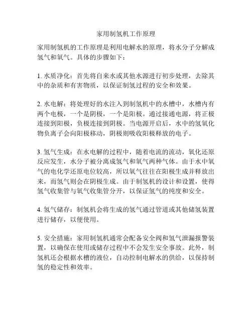 家用制氢机工作原理