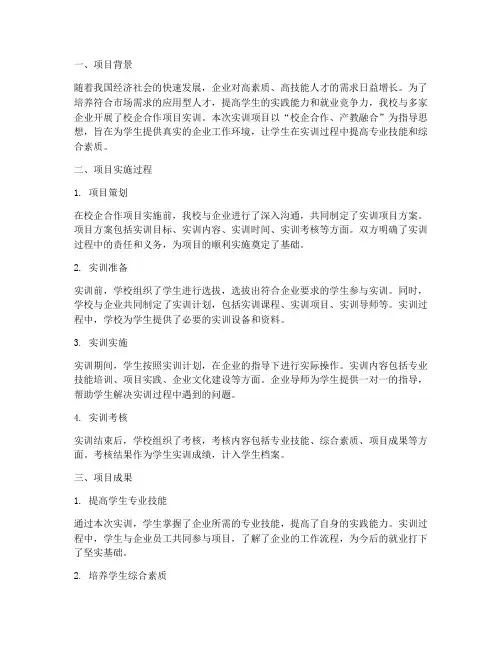 校企合作项目实训总结报告