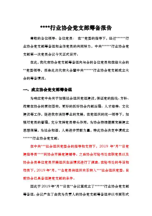 党支部筹备报告