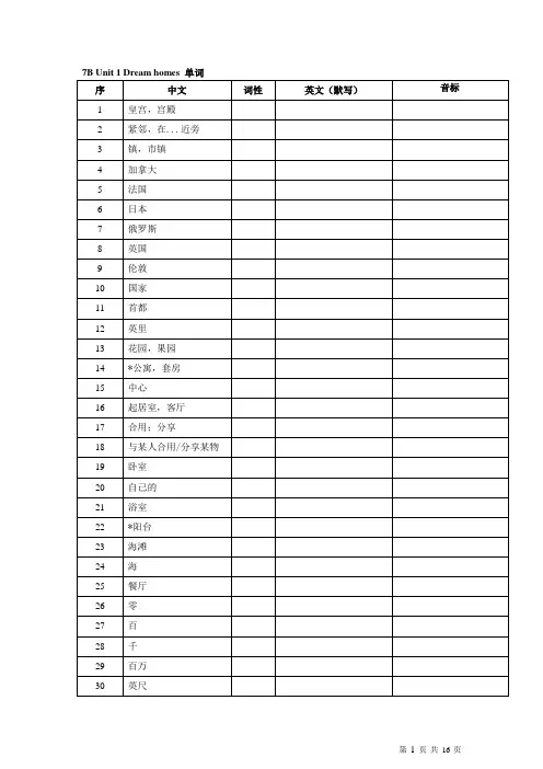 江苏七年级初一下册英语单词2020最新版(默写纸)