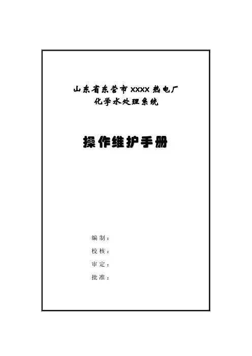 化学水处理系统维护手册.