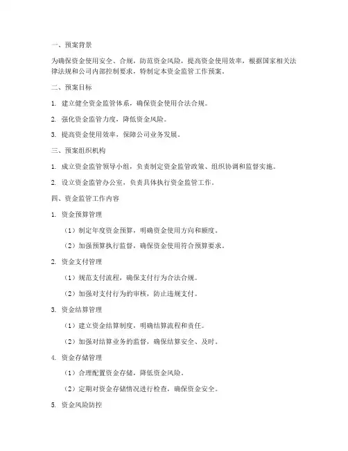 资金监管工作预案方案模板