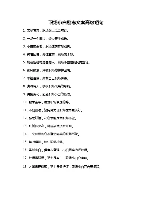 职场小白励志文案高级短句