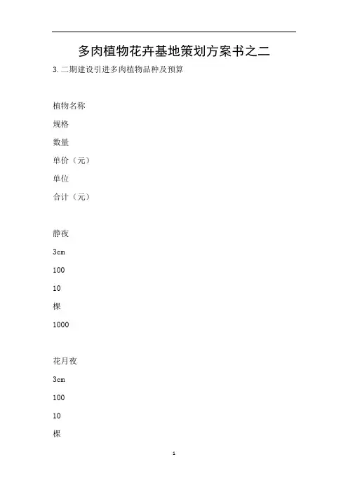 多肉植物花卉基地策划方案书之二