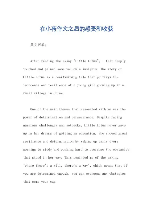 在小荷作文之后的感受和收获