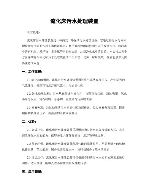 流化床污水处理装置