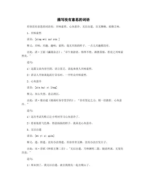 描写没有意思的词语