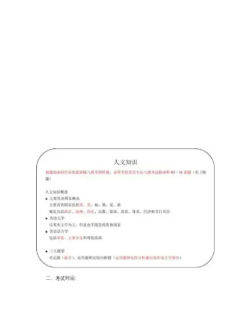 专八题型、时间、流程、测试要求