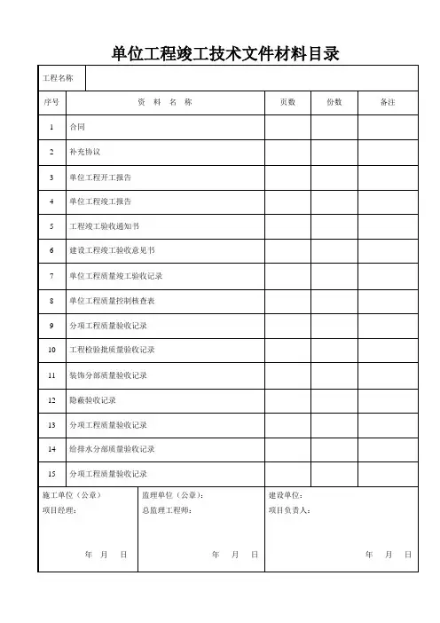 建筑装饰装修工程竣工验收资料表格63178