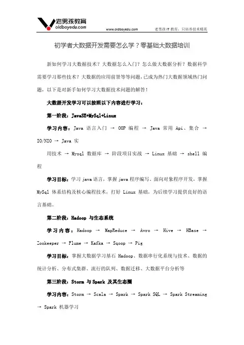 初学者大数据开发需要怎么学？零基础大数据培训