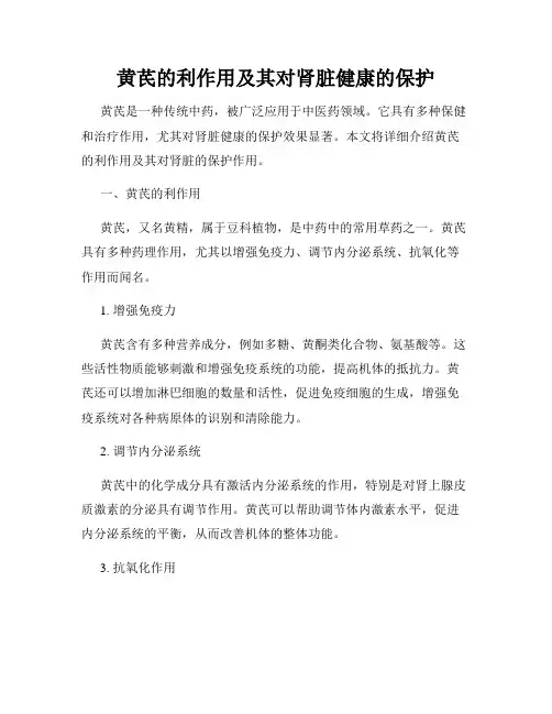 黄芪的利作用及其对肾脏健康的保护