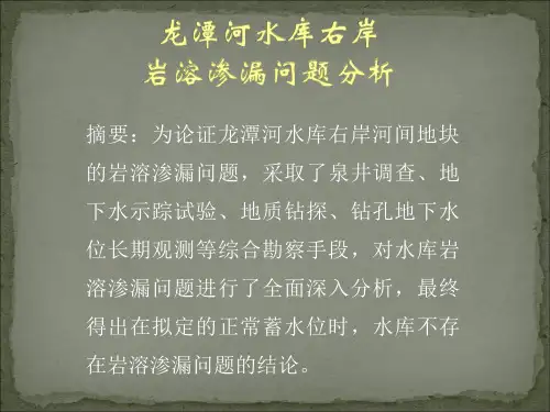 龙潭河水库渗漏分析