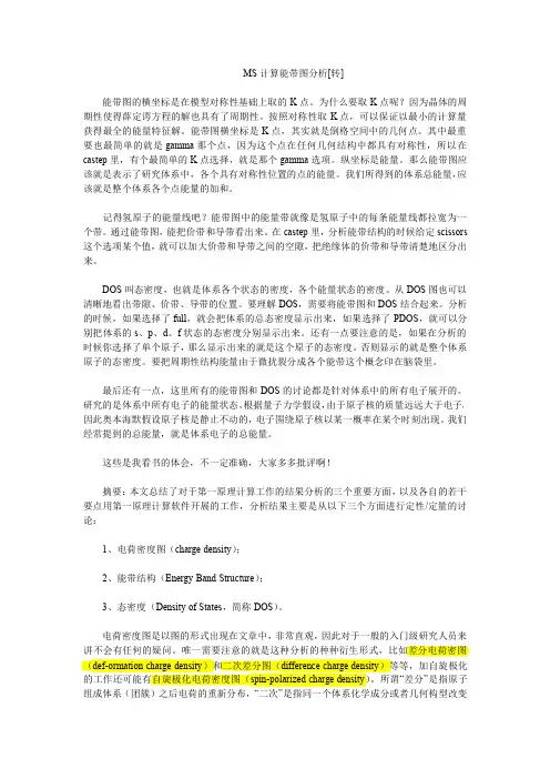 MS计算能带图分析