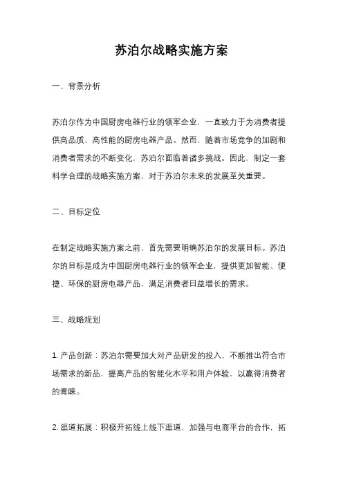 苏泊尔战略实施方案