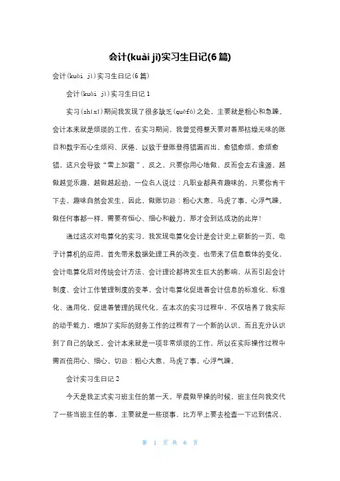 会计实习生日记(6篇)