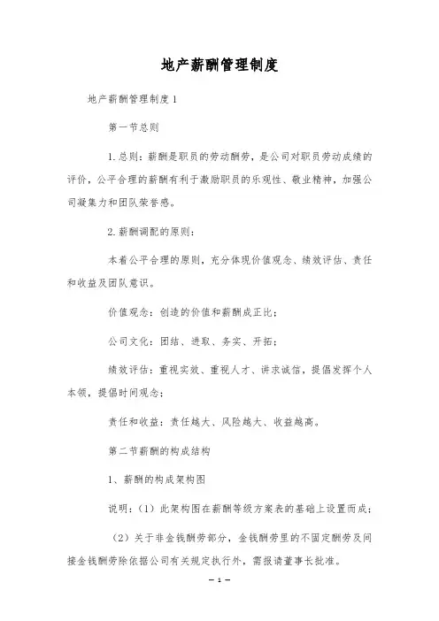 地产薪酬管理制度