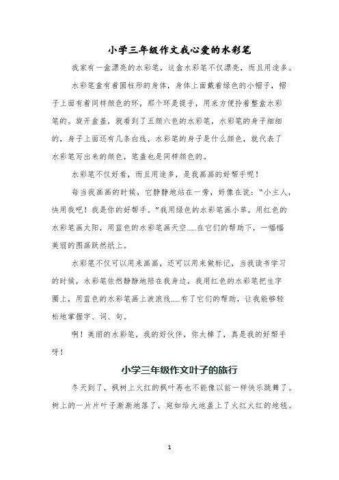 小学三年级作文我心爱的水彩笔