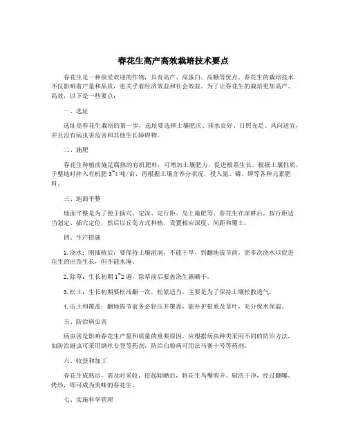 春花生高产高效栽培技术要点