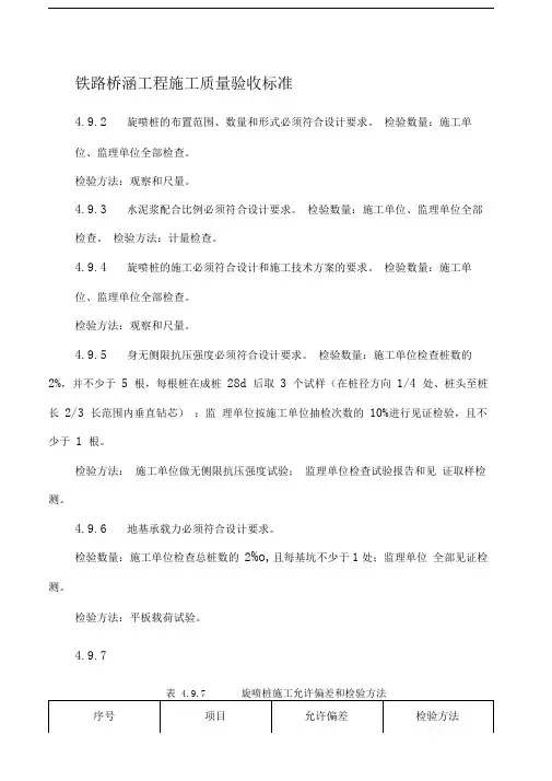 铁路桥涵工程施工质量验收标准部分TB