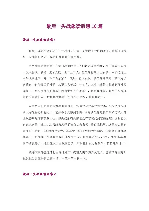 最后一头战象读后感10篇