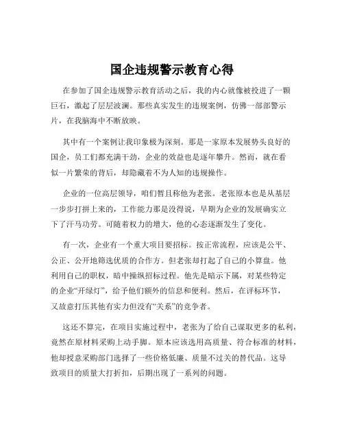 国企违规警示教育心得