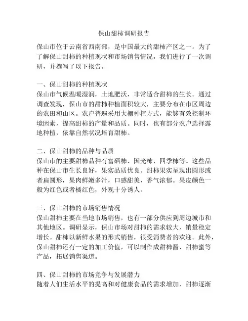 保山甜柿调研报告