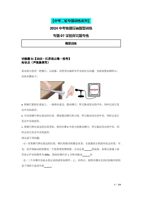 2024中考物理压轴大题专练-专题07压轴之实验探究题(含解析)