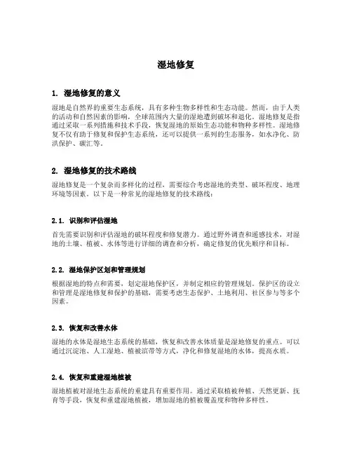 湿地修复 技术路线