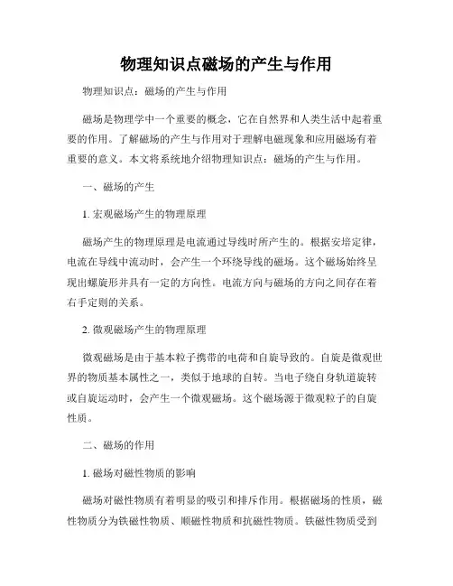 物理知识点磁场的产生与作用