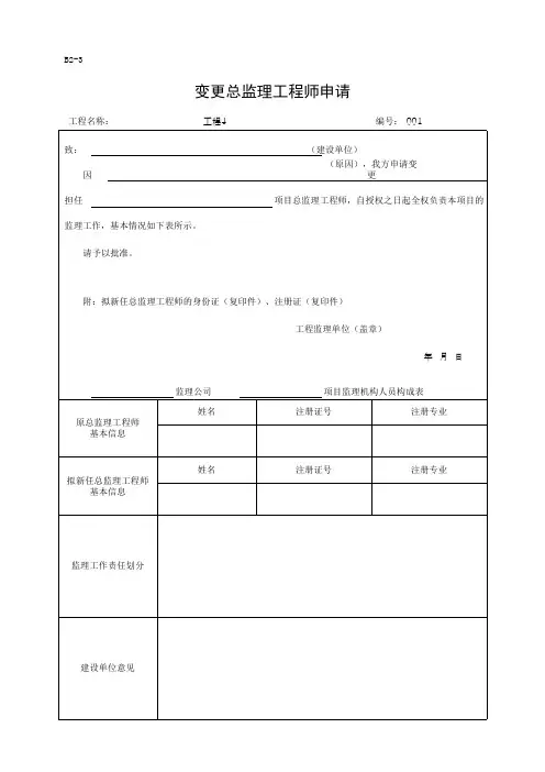 B2-3变更总监理工程师申请