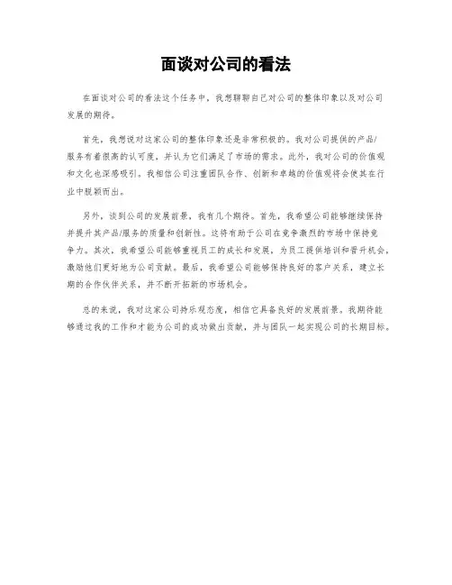 面谈对公司的看法