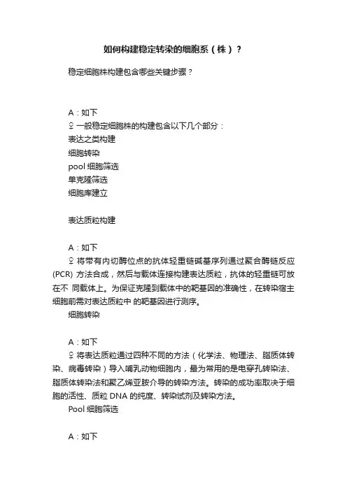 如何构建稳定转染的细胞系（株）？