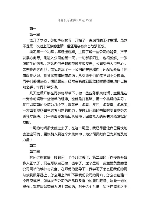 计算机专业实习周记15篇_实习周记_