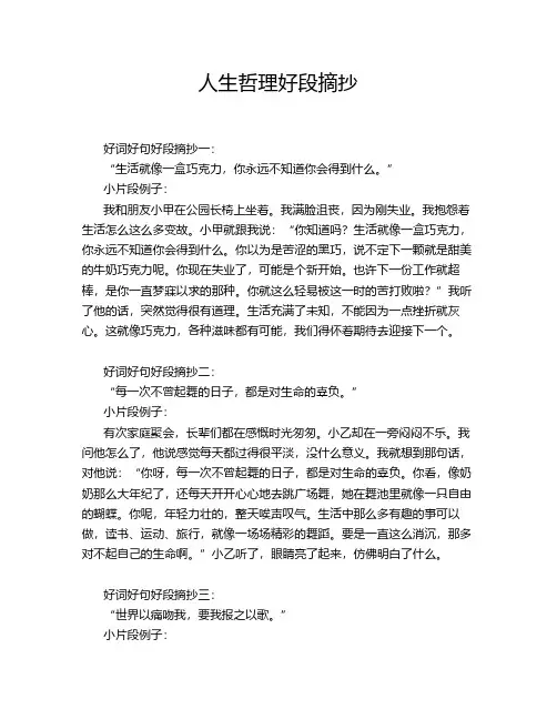 人生哲理好段摘抄