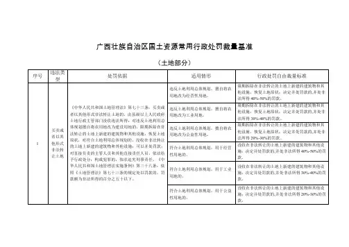 广西壮族自治区国土资源常用行政处罚裁量基准