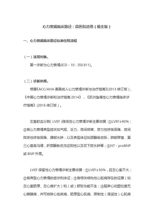 心力衰竭临床路径：县医院适用(最全版)