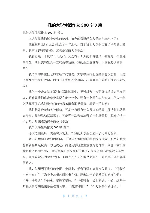 我的大学生活作文300字3篇