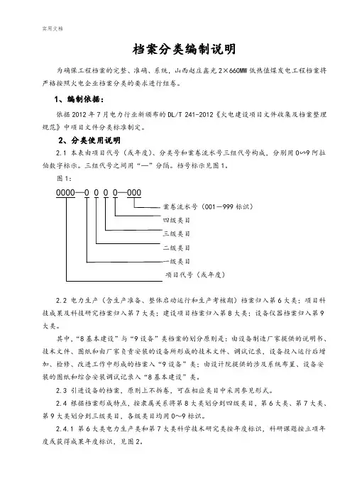火电企业档案分类编制说明书