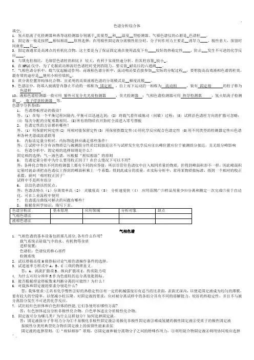 色谱分析习题及答案(绝对精华)