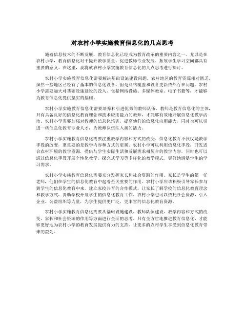 对农村小学实施教育信息化的几点思考