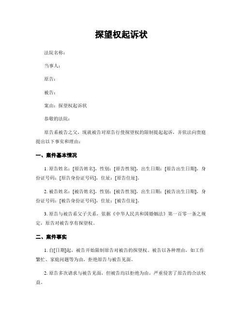 探望权起诉状