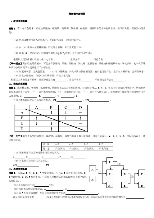 中考化学推断题题型训练