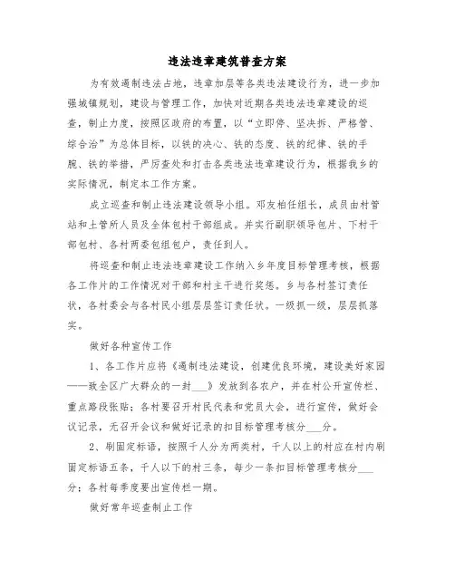 违法违章建筑普查方案(二篇)