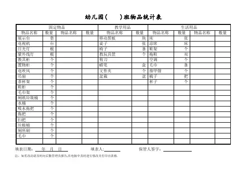班级物品统计表