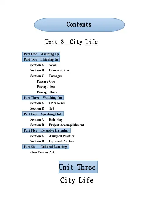 Unit 3 City Life