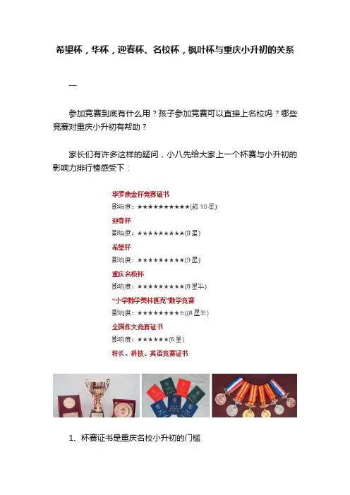 希望杯，华杯，迎春杯、名校杯，枫叶杯与重庆小升初的关系