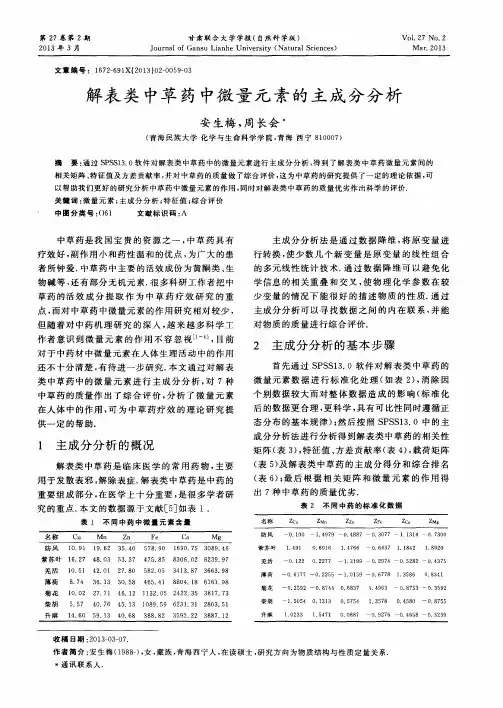解表类中草药中微量元素的主成分分析