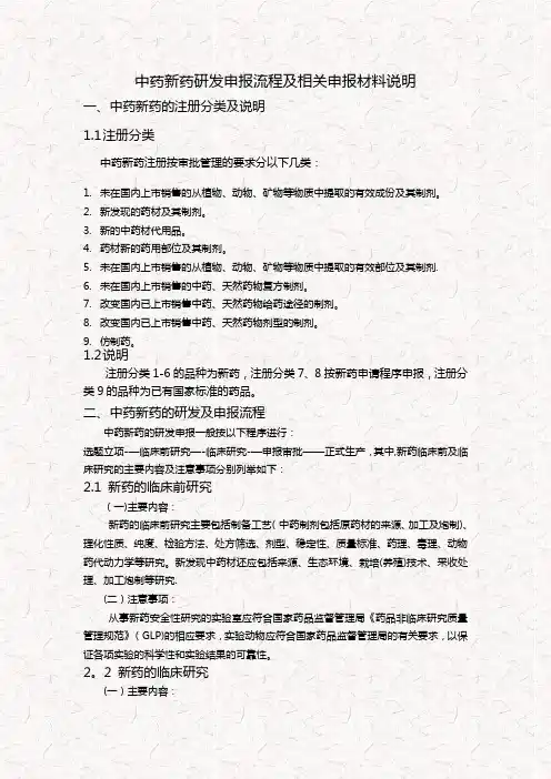 中药新药研发申报流程及相关材料说明【范本模板】