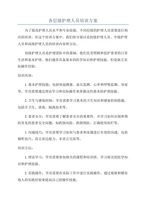 各层级护理人员培训方案
